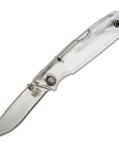 Ontario Knife Co. Wraith Ice Series - Clear Ice 8798CL, 2.6" AUS-8 Satin Recurved Plain Blade, Clear Plastic Handle