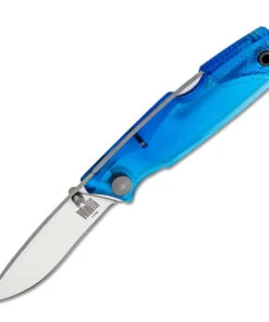 Ontario Knife Co. Wraith Ice Series - Glacier 8798SB, 2.6" AUS-8 Satin Recurved Plain Blade, Clear Blue Plastic Handle