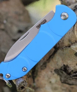 Ontario Knife Co. Traveler 8901BLU, 2.25" Stainless Steel Satin Plain Blade, Blue Plastic Handle -Knifeworks Sales Store ON8901BLU.2 36982.1626899679