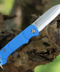 Ontario Knife Co. Traveler 8901BLU, 2.25" Stainless Steel Satin Plain Blade, Blue Plastic Handle -Knifeworks Sales Store ON8901BLU 95285.1626899679