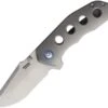 Pena Knives X-Series Rhino Flipper PE17, 3" M390 Satin Plain Blade, Gray Titanium Handle
