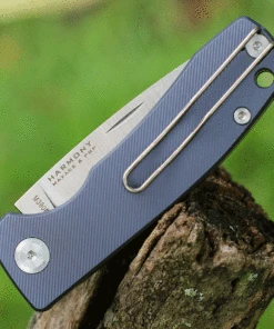 PMP Knives & Maxace Harmony PMP005, 3" Satin Bohler M390 Drop Point Blade, Blue Titanium Handles -Knifeworks Sales Store PMP005.2 96135.1625688200