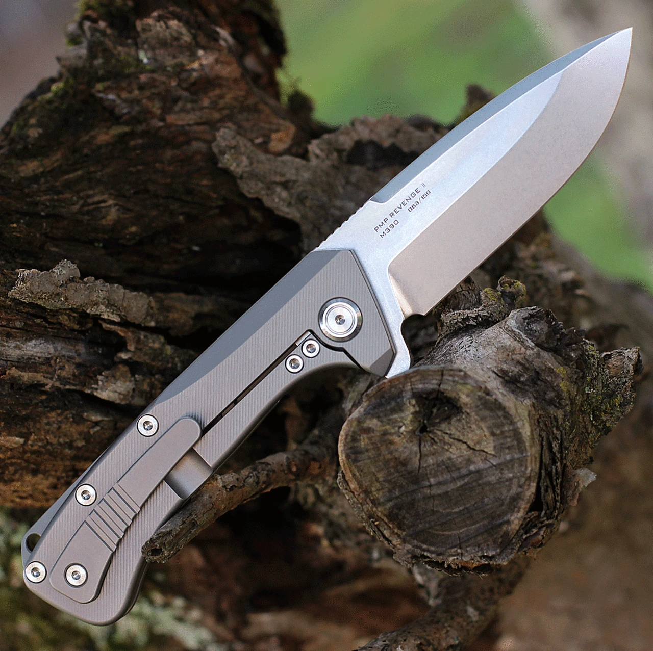 PMP Knives Revenge II - Gray Titanium (3.74" M390 Satin) PMP009 2 PMP Knives Revenge II - Gray Titanium (3.74" M390 Satin) PMP009 - Image 2