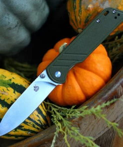 QSP Knife Parrot Linerlock QS102B, 3.25" D2 Satin Blade, Green G10 Handle