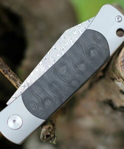 QSP Knife Falcon Slipjoint QS133-A, 3" Damascus Plain blade, Titanium Handle w/ Carbon Fiber Inlay -Knifeworks Sales Store QS133A.2 21400.1603918077