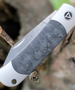 QSP Knife Falcon Slipjoint QS133-A, 3" Damascus Plain blade, Titanium Handle w/ Carbon Fiber Inlay -Knifeworks Sales Store QS133A.3 29984.1603918077