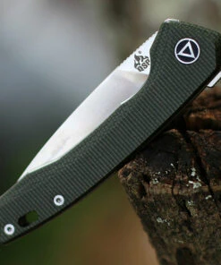 QSP Knife Leopard Linerlock CF QS135-C, 3.0" Sandvik 14C28N Satin Plain Blade, Green Linen Micarta Handle -Knifeworks Sales Store QS135C.2 87851.1603915904