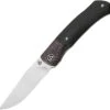 QSP Knife Gannet Folding Knife QS137-A, 3.25" 154CM Satin Drop Point Blade, Black Linen Micarta Handle w/ Red Carbon Fiber Bolster