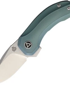 QSP Knife Hamster Folding Knife -C,QS138 2" CPM-S35VN 2 Tone Satin Drop Point Blade, Green Titanium Handle