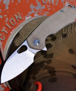 GiantMouse ACE Riv Flipper Elmax Stonewashed Blade Green Canvas Micarta