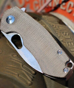 GiantMouse ACE Riv Flipper Elmax Stonewashed Blade Green Canvas Micarta -Knifeworks Sales Store RIV GRN Micarta.2 52883.1614786295