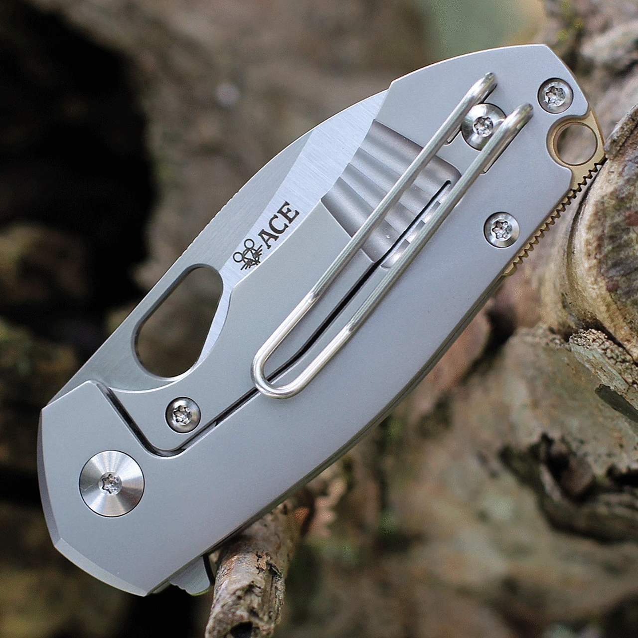 GiantMouse ACE Riv Flipper Elmax Stonewashed Titanium Handle 5 GiantMouse ACE Riv Flipper Elmax Stonewashed Titanium Handle - Image 5