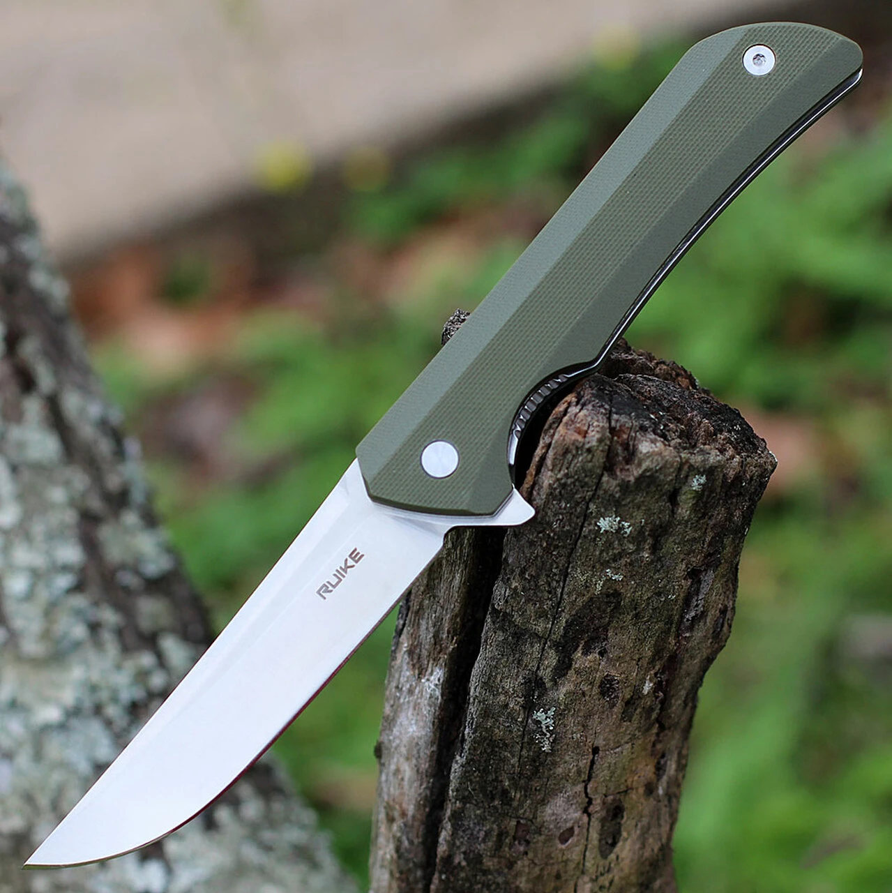 Ruike Hussar P121G, 3.62" 14C28N Plain Blade, Army Green G-10 Handle 1 Ruike Hussar P121G, 3.62" 14C28N Plain Blade, Army Green G-10 Handle