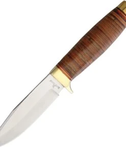 Rough Ryder 1637 Hunter Stacked Leather, 5" Stainless Steel Clip Point, Stacked Leather Handle