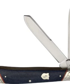 Rough Ryder Trapper Blue Jean - Blue Micarta w/ Orange (3.3" 440 Satin) RR2343