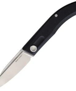 Real Steel Stella Folding Knife 7051, 2.95" VG-10 Stonewashed Plain Blade, Black G-10 Handle