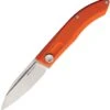 Real Steel Stella Folding Knife 7052, 2.95" VG-10 Stonewashed Plain Blade, Orange G-10 Handle