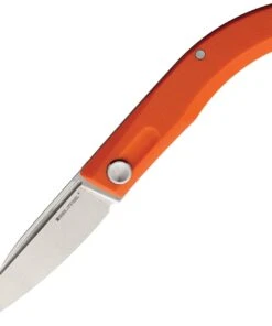 Real Steel Stella Folding Knife 7052, 2.95" VG-10 Stonewashed Plain Blade, Orange G-10 Handle