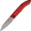 Real Steel Stella Folding Knife 7053, 2.95" VG-10 Gray Wash Plain Blade, Red G-10 Handle