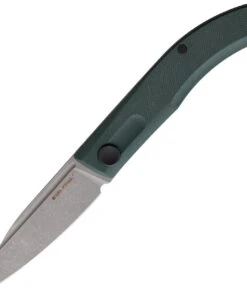 Real Steel Stella Folding Knife 7054, 2.95" VG-10 Gray Wash Plain Blade, Green G-10 Handle