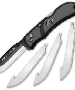 Outdoor Edge 3.0 Razorlite EDC RLY30-50, 3.0" Japanese 420J2 Stainless Interchangeable Blades, Black Grivory w/ Rubberized TPR Inserts