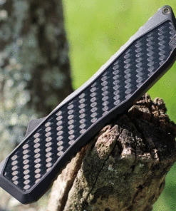 EOS - Elite Outfitting Solutions EOS Harpoon OTF Automatic - Black / CF Alum. (3.75" Red Tanto) HAR-01 -Knifeworks Sales Store Razr Red2tone blkcarbon blk 3 05807.1628107337