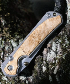 Chris Reeve Small Sebenza 31 Box Elder Burl Inlay, 2.99" CPM S45VN Stonewashed Drop Point Blade, Matt-Blasted Handle (S31-1108) -Knifeworks Sales Store S31 1108.3 58495.1624993357