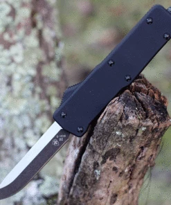 Templar Knife Co. Templar Premium Lightweight Small OTF - Blk Rubber (3" D2 Blk Drop Point) SA-BR-32-1