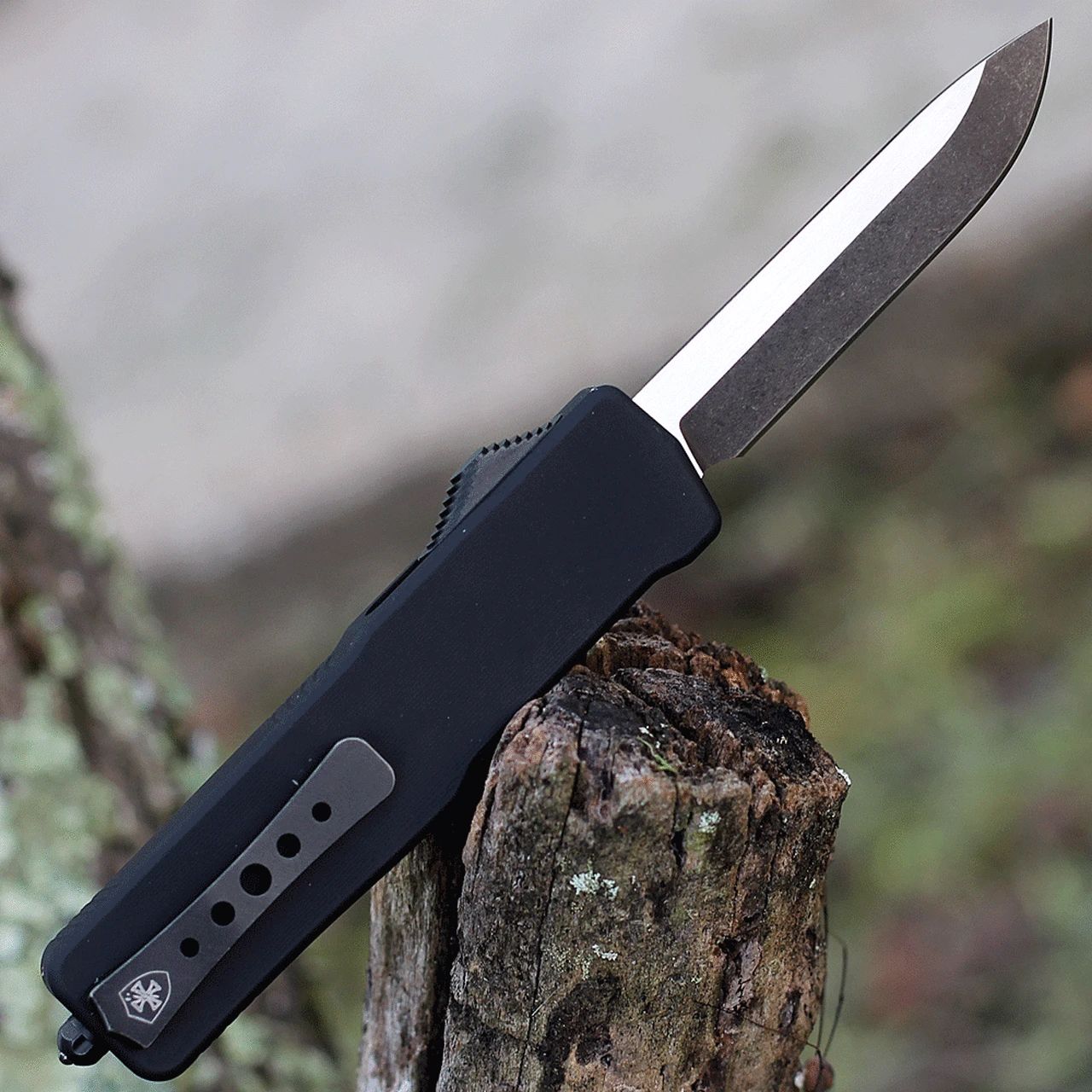 Templar Knife Co. Templar Premium Lightweight Small OTF - Blk Rubber (3" D2 Blk Drop Point) SA-BR-32-1 2 Templar Knife Co. Templar Premium Lightweight Small OTF - Blk Rubber (3" D2 Blk Drop Point) SA-BR-32-1 - Image 2