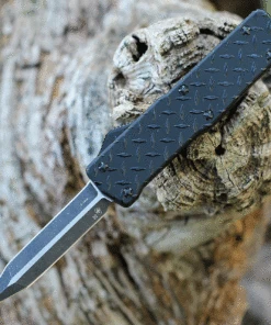 Templar Knife Co. Templar Premium Lightweight Small OTF - Blk Diamond (3" D2 Blk Dagger) SA-DPG-12-1