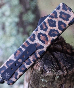 Templar Knife Co. Templar Premium Lightweight Small OTF -Alum. Leopard (3" D2 Blk Tanto) SA-LPD-22-1 -Knifeworks Sales Store SALPD 53182.1634842513