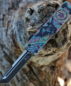 Templar Knife Co. Templar Premium Lightweight Small OTF -Alum. Quilt (3" D2 Blk Tanto) SA-QT-22-1