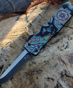 Templar Knife Co. Templar Premium Lightweight Small OTF -Alum. Quilt (3" D2 Blk Drop Point) SA-QT-32-1