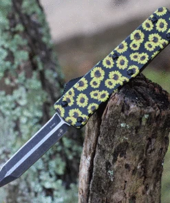 Templar Knife Co. Templar Premium Lightweight Small OTF -Alum. Sunflower (3" D2 Blk Dagger) SA-SUN-12-1
