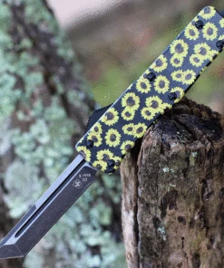 Templar Knife Co. Templar Premium Lightweight Small OTF -Alum. Sunflower (3" D2 Blk Tanto) SA-SUN-22-1
