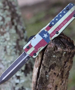 Templar Knife Co. Templar Premium Lightweight Small OTF -Alum. Texan (3" D2 Blk Dagger) SA-TX-12-1