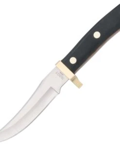 Schrade Old Timer Mountain Lion 160OT, 5" Stainless Upswept Fixed Blade, Brown Sawcut Derlin Handle with Brown Leather Sheath