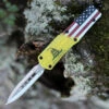 Templar Knife Co. Templar Knife Small OTF Don't Tread On Me S-DTOM-13-2, 2.75" 440C Satin Dagger Blade, Aluminum Zinc Handle
