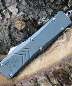 CobraTec Gray FS-X OTF Knife CTKSGRYFS-XSDS, 2.75" D2 Steel Drop Point Part Serrated Blade, Gray Aluminum Handle -Knifeworks Sales Store SGYFS XSDS.3 55072.1611264984