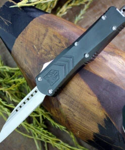 CobraTec Gray FS-X OTF Knife CTKSGRYFS-XSWNS, 2.75" D2 Steel Whancliffe Blade, Gray Aluminum Handle