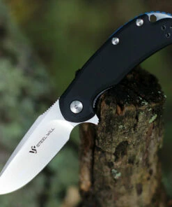 Steel Will C22M-2BK Cutjack, 3" M390 Satin Plain Blade, Black G10 Handle