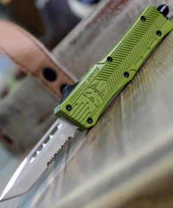CobraTec Knives SODCTK-1STS Small CTK-1 OD Green, 2.75" D2 Steel Tanto Serrated Blade, Aluminum Handle