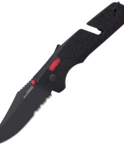 SOG 11120257 Trident MK3 AT-XR 3.75" D2 Black Combo Edge, Red and Black GRN Handles