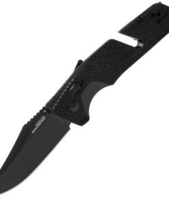SOG Trident AT - Blackout 11-12-05-57, 3.7" D2 Black Clip Point Plain Blade, Black GRN Handle