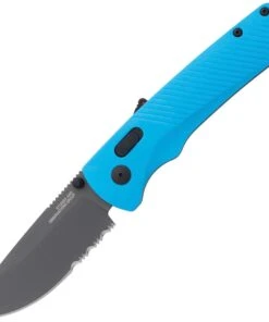 SOG 11180457 Flash MK3 AT-XR 3.45" D2 Partially Serrated Edge, Civic Cyan GRN Handles