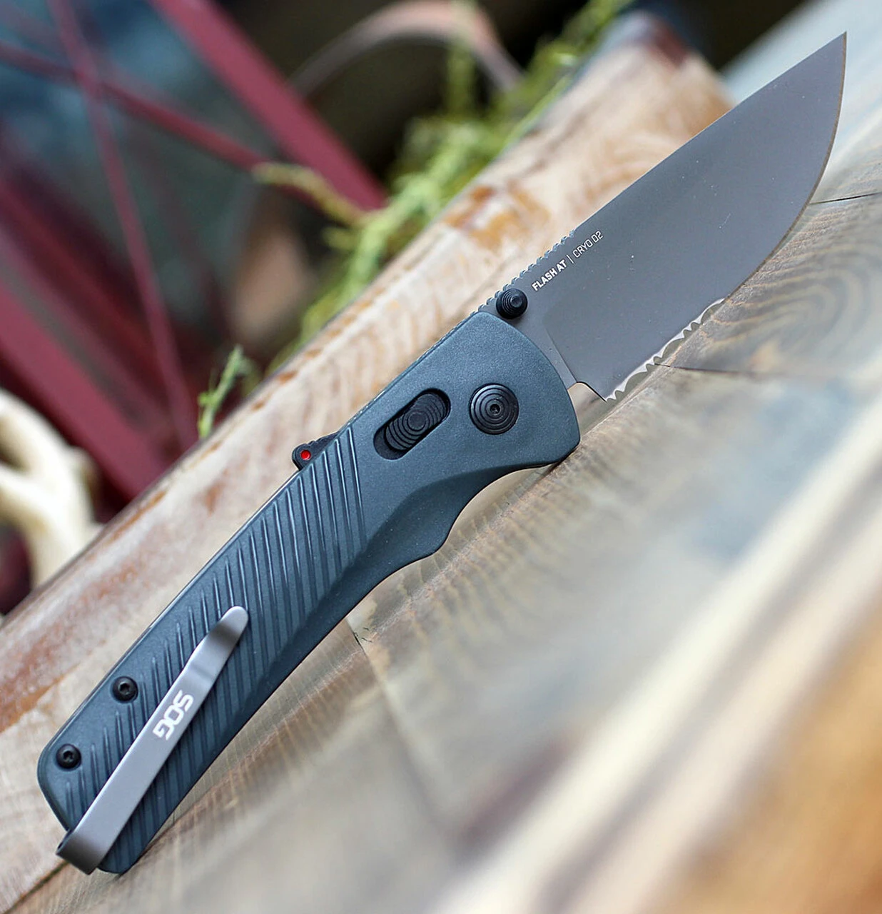 SOG 11108657 Flash MK3 AT-XR 3.45" D2 Partially Serrated Edge, Urban Grey GRN Handles 2 SOG 11108657 Flash MK3 AT-XR 3.45" D2 Partially Serrated Edge, Urban Grey GRN Handles - Image 2