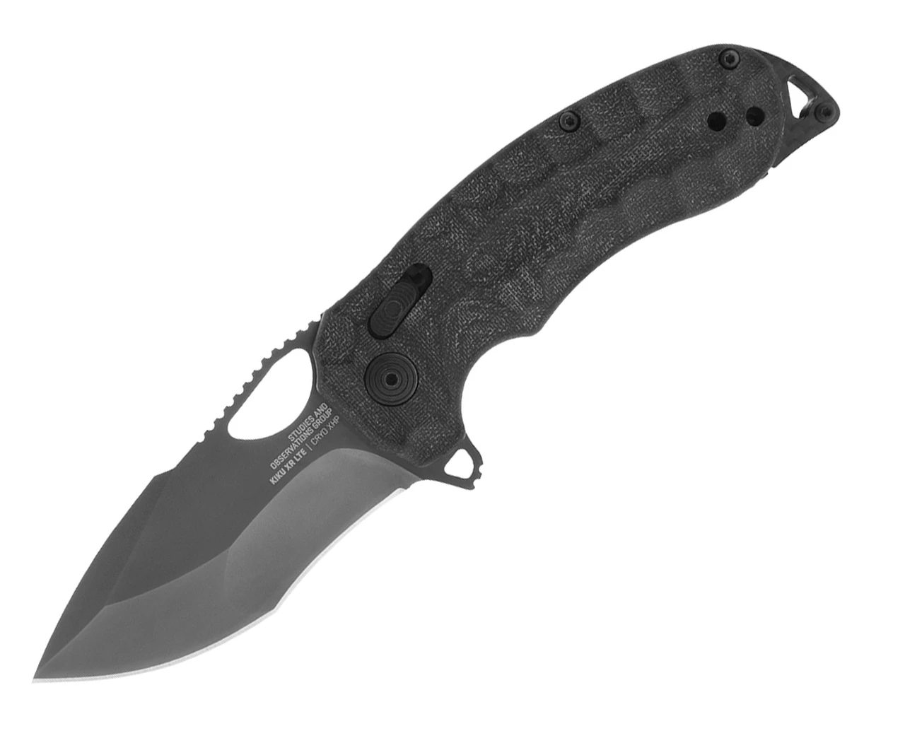SOG Kiku LTE XR 12-27-04-57, 3.03" CTS-XHP Stainless Steel Black Plain Blade, Black Micarta Handles 1 SOG Kiku LTE XR 12-27-04-57, 3.03" CTS-XHP Stainless Steel Black Plain Blade, Black Micarta Handles