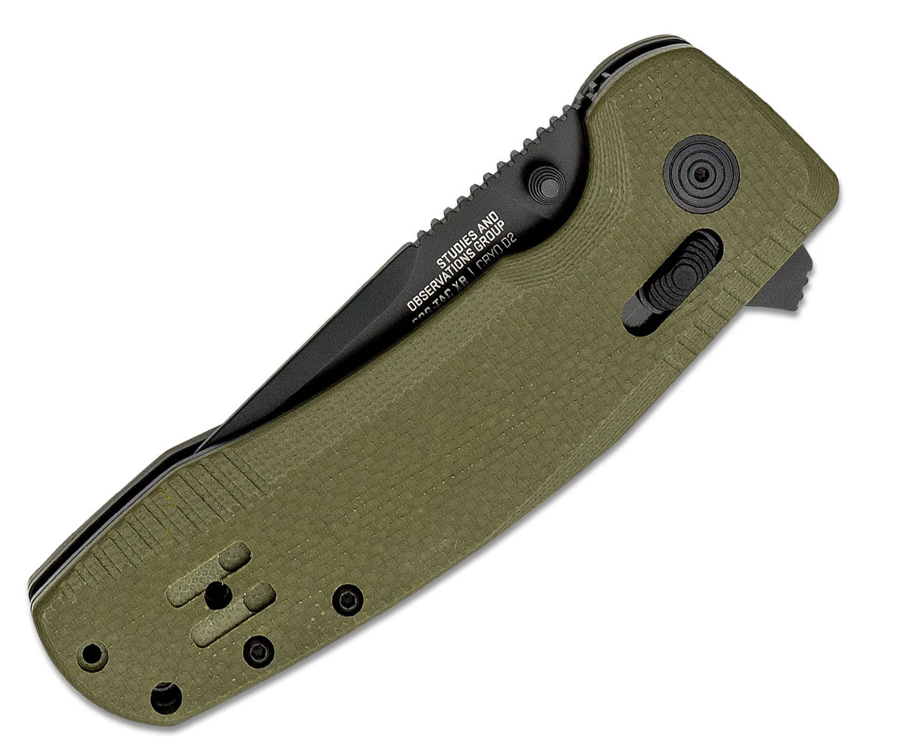 SOG SOG-Tac XR Folding Knife 12-38-02-57, 3.39" D2 Black Drop Point Plain Blade, OD Green G-10 Handle 2 SOG SOG-Tac XR Folding Knife 12-38-02-57, 3.39" D2 Black Drop Point Plain Blade, OD Green G-10 Handle - Image 2