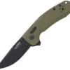 SOG SOG-Tac XR Folding Knife 12-38-02-57, 3.39" D2 Black Drop Point Plain Blade, OD Green G-10 Handle