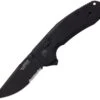 SOG SOG-Tac XR Folding Knife 12-38-03-57, 3.39" D2 Black Drop Point Combo Blade, Black G-10 Handle
